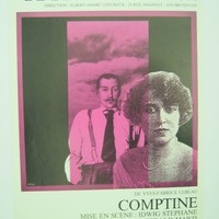 Affiche pour Comptine de Yves-Fabrice Lebeau au Théâtre de L'esprit Frappeur (Bruxelles) du 22 avril au 17 mai 1986